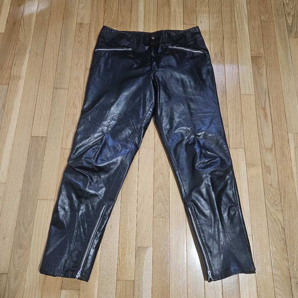 Vintage Shields Leather Motorcycle Pants size Medium Women size Small Men